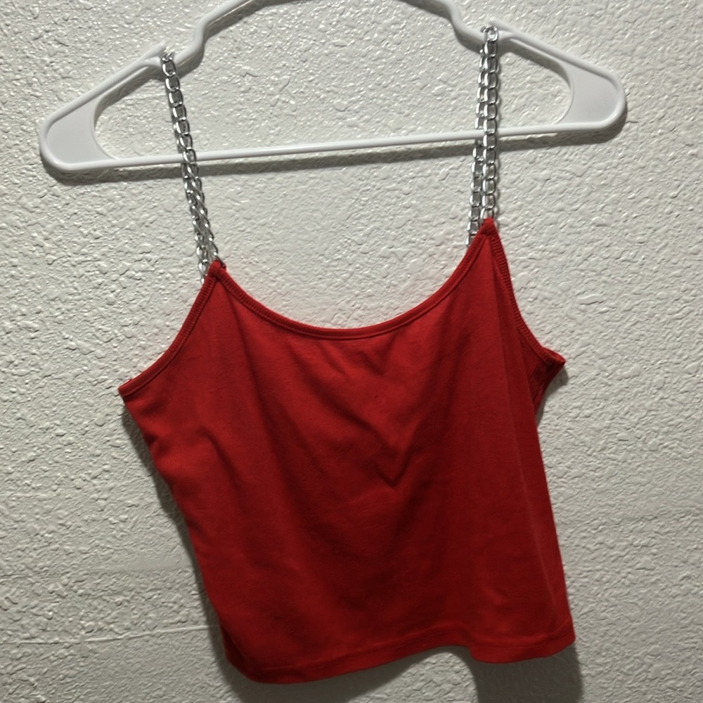 Red Chain Strap Women's Top